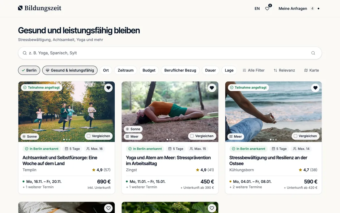 Kursliste mit anerkannten Kursen
